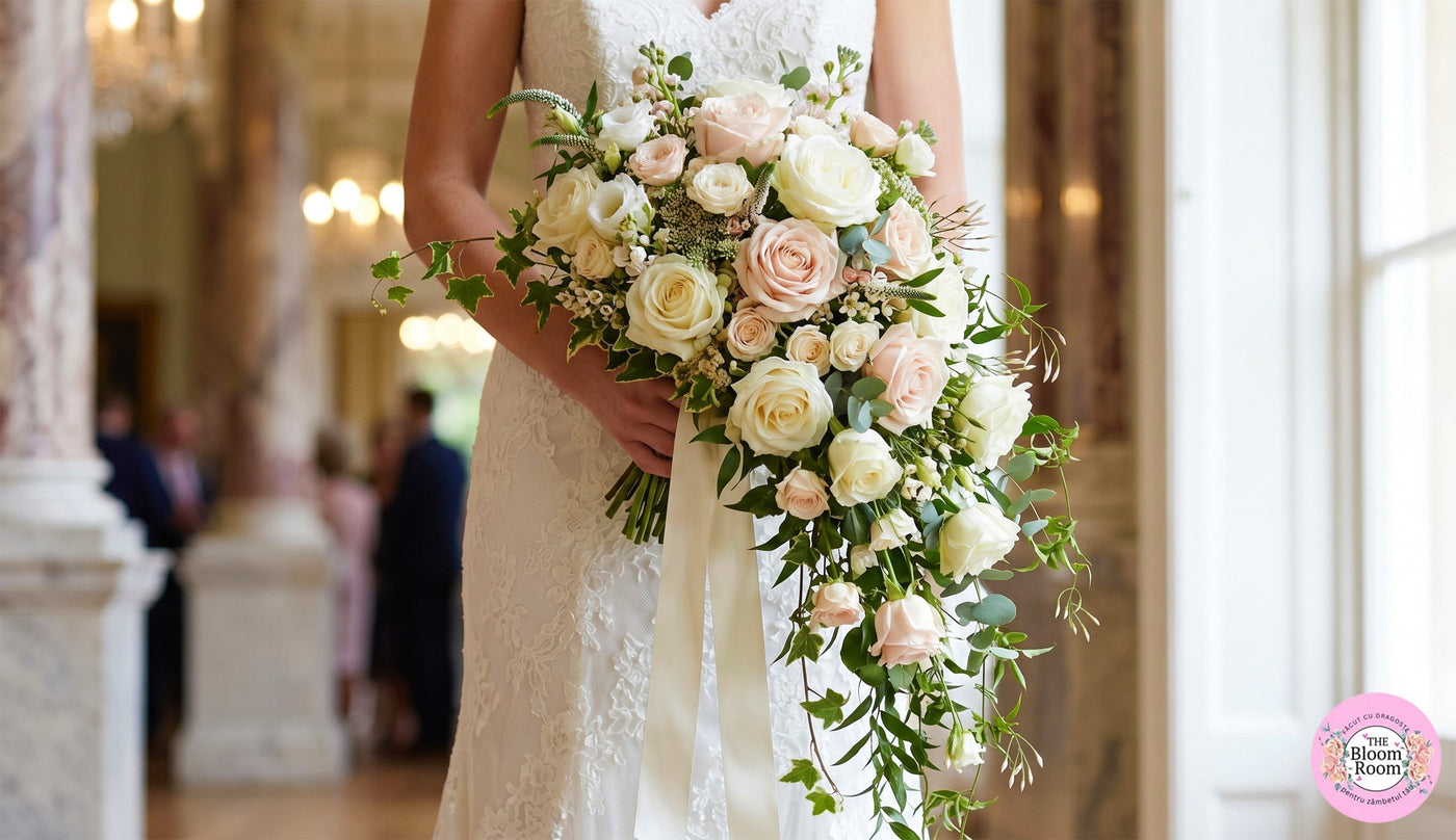 Buchet da matrimonio con rose eleganti a Bucarest