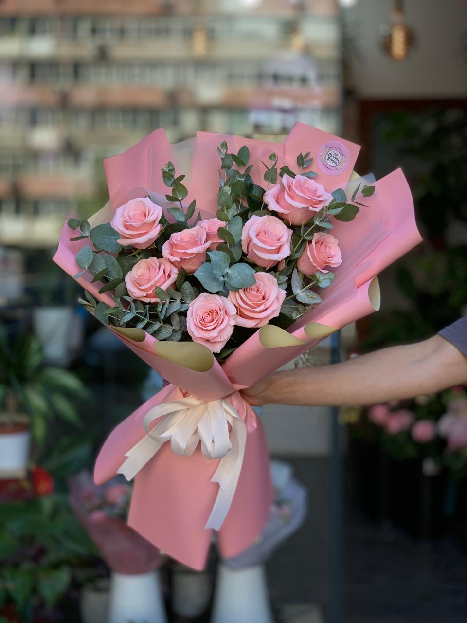 Buchet 9 Trandafiri Roz Premium