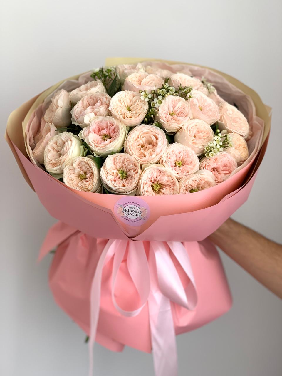 Buchet Premium Trandafiri piersici Roz Delicat