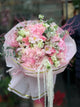 Premium Buchet Mix cu Trandafiri Albi, Roz și Lisianthus și Hortensii