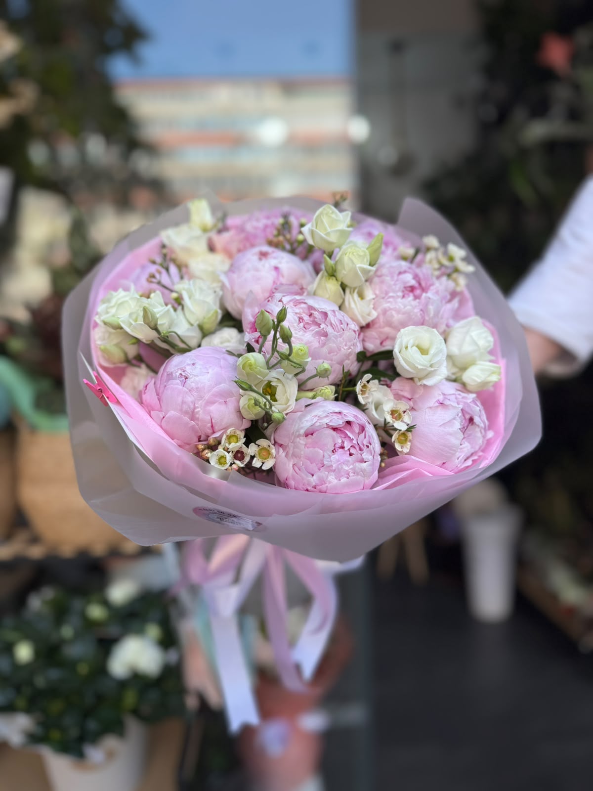 Mixed Bouquet of Peonies with Eustoma
