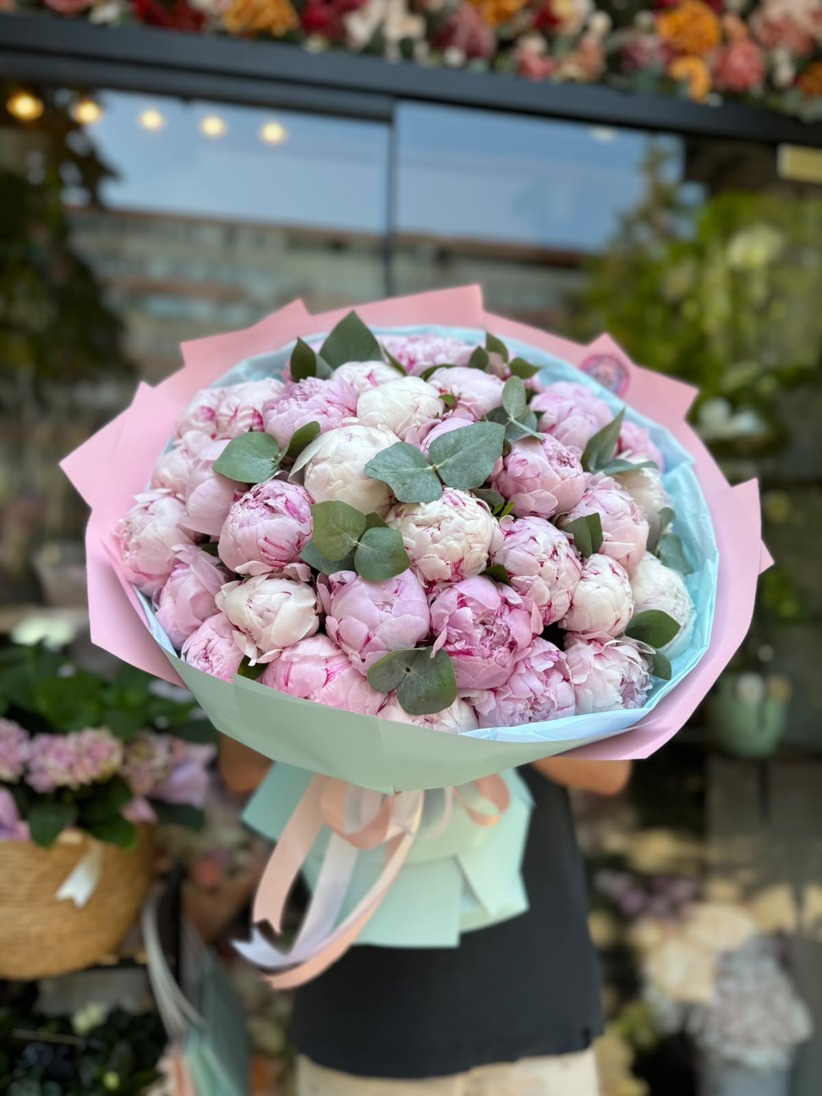 Buchet 35 Bujori roz pastel